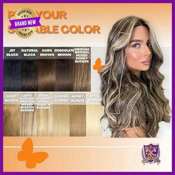 Real Human Hair Clip-In Extensions 14 Inch 6pc Set for Women